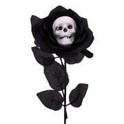 Halloween Black Rose with Skull Decoration 40cm
