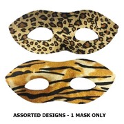 Animal Print Eye Mask Leopard Or Tiger Assorted Pk 1