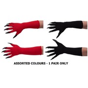 Red or Black Devil Gloves with Talons Halloween Costume 1 Pair