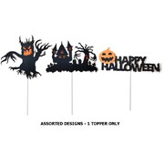 Halloween Glitter Cake Topper Assorted 15cm Pk 1