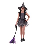 Child Grey Witch Dress & Hat Halloween Costume X Large 9-10 Yrs