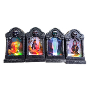 Light Up Tombstone Decoration Assorted Designs 12cm (Pk 4)