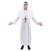 Adult White Zombie Ghost Priest Halloween Costume Large