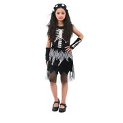 Child Skeleton Dress Halloween Costume Large 7-8 Yrs