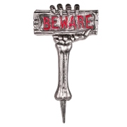 Beware Skeleton Arm Lawn Stake Halloween Decoration