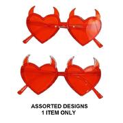 Red Heart with Horns Novelty Glasses Halloween Assorted