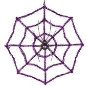 Hanging Tinsel Spider Web Halloween Decoration 40cm