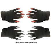 Red or Silver Glitter Claw Halloween Vampire Gloves 1 Pair