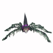 Animated Spider with Witch Head Halloween Decoration 126cm