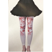 Halloween White Footless Tights with Blood Splatters (1 Pair)