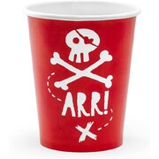 Red Pirate Party Paper Cups 220ml Pk 6