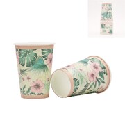 Vintage Tropical Palm Leaf Paper Cups 266ml Pk 12
