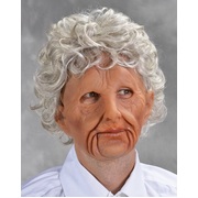 Super Soft Old Woman with Hair Full Head Latex Mask