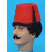 Red Fez Hat w/Black Trim Pk 1 