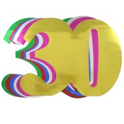Foil Cutout Numeral 30 Assorted Colours Pk12 