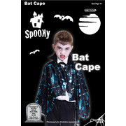 Black & Silver Halloween Bat Cape (Child) Pk 1