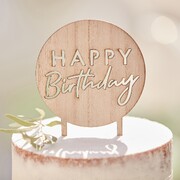 Ginger Ray Wooden Happy Birthday Cake Topper