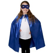 Child Super Hero Satin Cape & Eye Mask Set - Blue