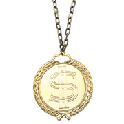 Pimp Necklace - 12cm Dollar Sign on Gold Chain Pk 1