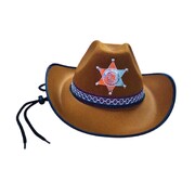 Brown Sheriff Cowboy Hat With Badge & Trim