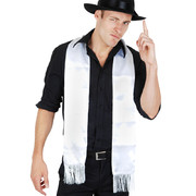 White Gangster Scarf With Fringe Pk 1