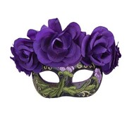 Mia Black Masquerade Mask with Purple Flowers Pk 1