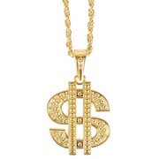 Gold Metal Dollar Sign Pimp Hip Hop Necklace