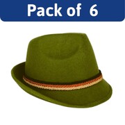 Oktoberfest German Bavarian Trilby Hat Green Pack of 6 | Adult Costume Hats