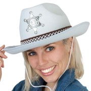 White Cowboy Hat with Woven Band Pk 1 