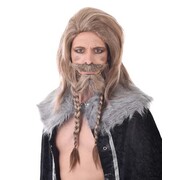 Light Brown Viking Wig, Moustache & Beard Pk 1