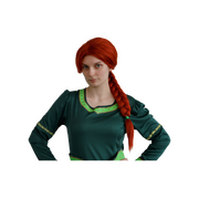 Adult Green Ogre Princess Wig - Dark Orange Single Braid Costume Wig