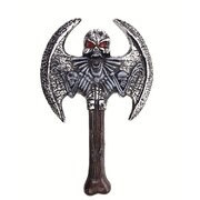 Fake Plastic Double Edged Axe with Skull (35cm) Pk 1