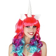 Faith Unicorn Pink, Blue & Purple Curls Deluxe Wig Pk 1 