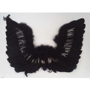 Black Feather Wings with Silver Tinsel (50cm x 35cm) Pk 1