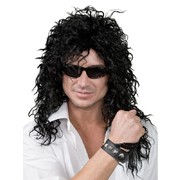 Long Black Rock God Wig Pk 1