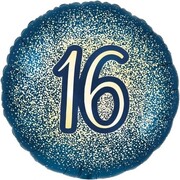 Navy & Gold Glitter 16th Birthday 18in 45cm Foil Balloon 