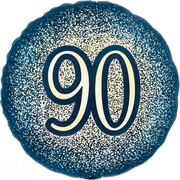 Navy & Gold Glitter 90th Birthday 18in 45cm Foil Balloon 