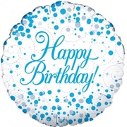 Blue Happy Birthday Sparkling Fizz Foil Balloon (18in, 46cm)