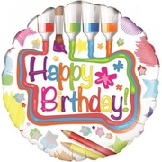 Colourful Happy Birthday Art Supplies Foil Balloon (18in, 46cm) Pk 1