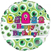 Monster Green Eyes Happy Birthday Foil Balloon (18in, 46cm) Pk 1