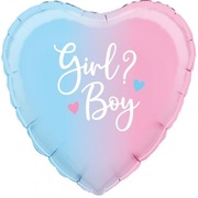 Ombre Boy Girl Gender Reveal Heart Foil Balloon (45cm, 18in)