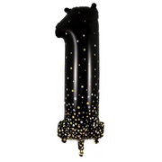 Black Gold Fizz Number 1 Foil Supershape Balloon (34in-86cm)