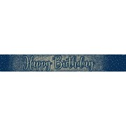 Navy & Gold Glitter Happy Birthday Foil Banner