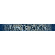 Navy & Gold Glitter Happy 16th Birthday Foil Banner
