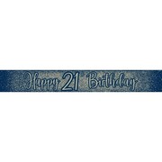 Navy & Gold Glitter Happy 21st Birthday Foil Banner
