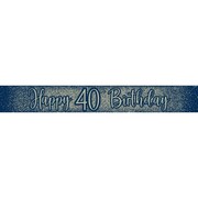 Navy & Gold Glitter Happy 40th Birthday Foil Banner