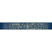 Navy & Gold Glitter Happy 50th Birthday Foil Banner