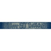 Navy & Gold Glitter Happy 60th Birthday Foil Banner