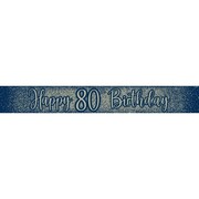 Navy & Gold Glitter Happy 80th Birthday Foil Banner
