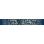 Navy & Gold Glitter Happy 90th Birthday Foil Banner